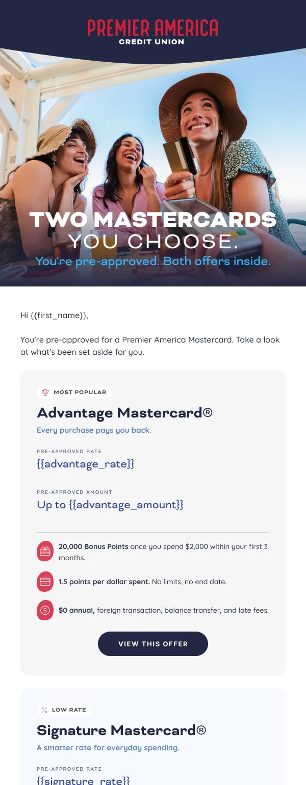 Credit Cards · Email